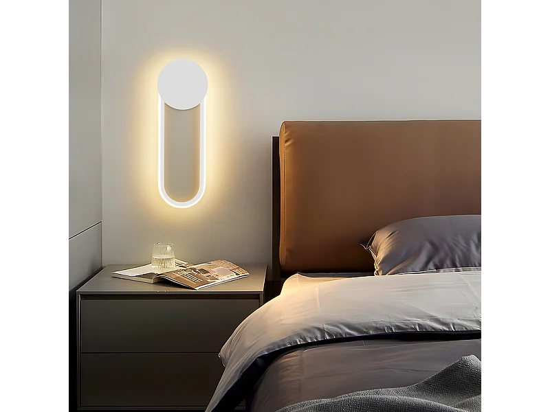 NETTLIFE Applique murale LED d'intérieur - Lampe d'escalier 12W 41cm Lampe de couloir blanche Design moderne 3000K