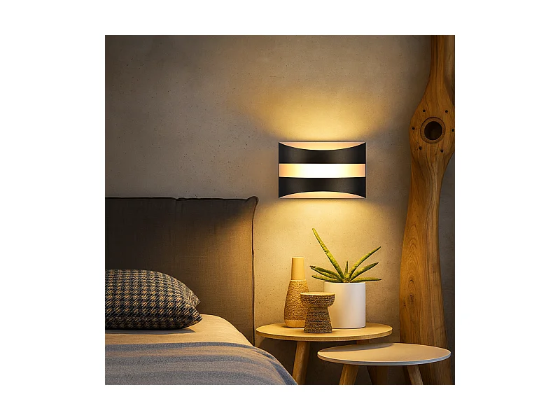 Applique murale LED Nettlife pour intérieur - Éclairage mural noir, éclairage vers le haut et vers le bas, 5W 3 000K, blanc chaud