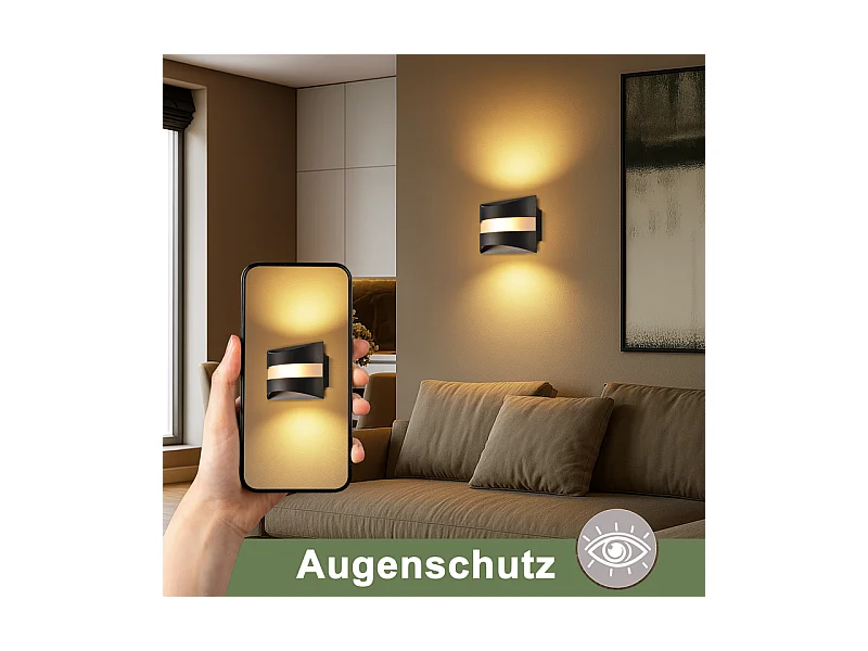 Applique murale LED Nettlife pour intérieur - Éclairage mural noir, éclairage vers le haut et vers le bas, 5W 3 000K, blanc chaud