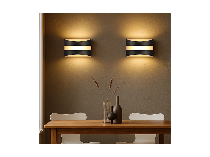 Applique murale LED Nettlife pour intérieur - Éclairage mural noir, éclairage vers le haut et vers le bas, 5W 3 000K, blanc chaud