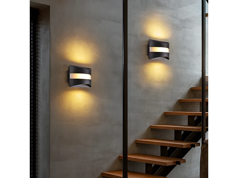 Applique murale LED Nettlife pour intérieur - Éclairage mural noir, éclairage vers le haut et vers le bas, 5W 3 000K, blanc chaud