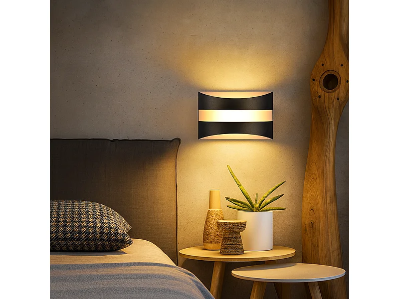 Applique murale LED Nettlife pour intérieur - Éclairage mural noir, éclairage vers le haut et vers le bas, 5W 3 000K, blanc chaud