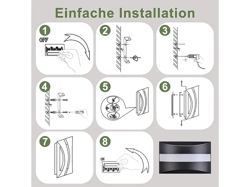 Applique murale LED Nettlife pour intérieur - Éclairage mural noir, éclairage vers le haut et vers le bas, 5W 3 000K, blanc chaud