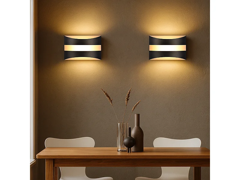 Applique murale LED Nettlife pour intérieur - Éclairage mural noir, éclairage vers le haut et vers le bas, 5W 3 000K, blanc chaud