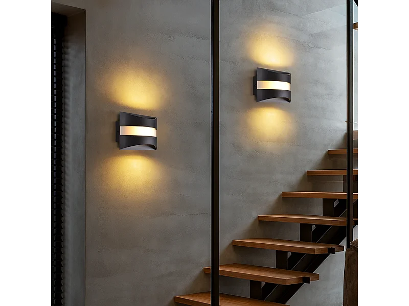 Applique murale LED Nettlife pour intérieur - Éclairage mural noir, éclairage vers le haut et vers le bas, 5W 3 000K, blanc chaud