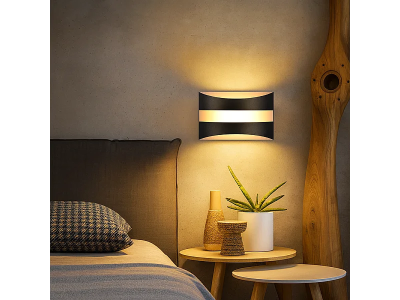 Applique murale LED Nettlife pour intérieur - Éclairage mural noir, éclairage vers le haut et vers le bas, 5W 3 000K, blanc chaud