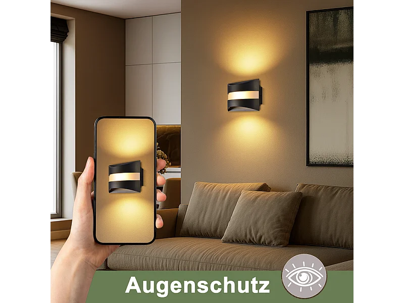 Applique murale LED Nettlife pour intérieur - Éclairage mural noir, éclairage vers le haut et vers le bas, 5W 3 000K, blanc chaud