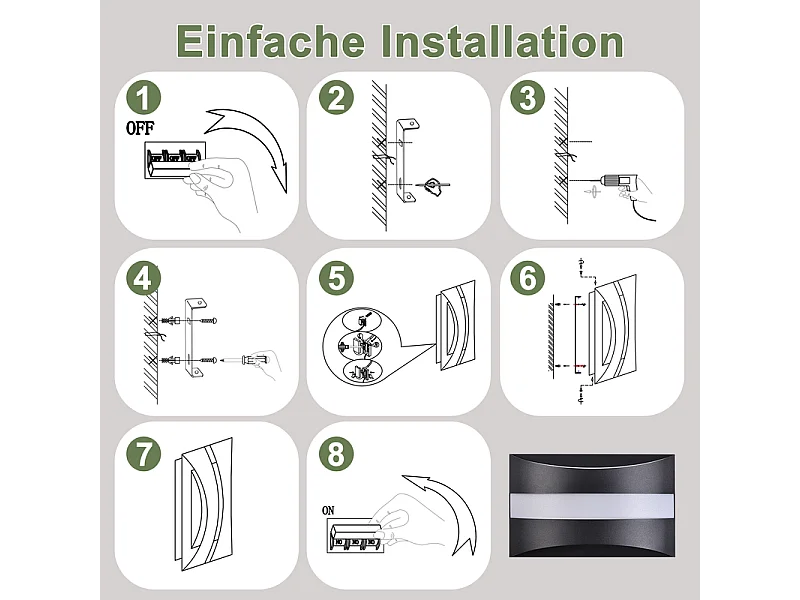 Applique murale LED Nettlife pour intérieur - Éclairage mural noir, éclairage vers le haut et vers le bas, 5W 3 000K, blanc chaud