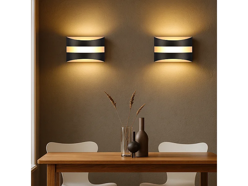 Applique murale LED Nettlife pour intérieur - Éclairage mural noir, éclairage vers le haut et vers le bas, 5W 3 000K, blanc chaud