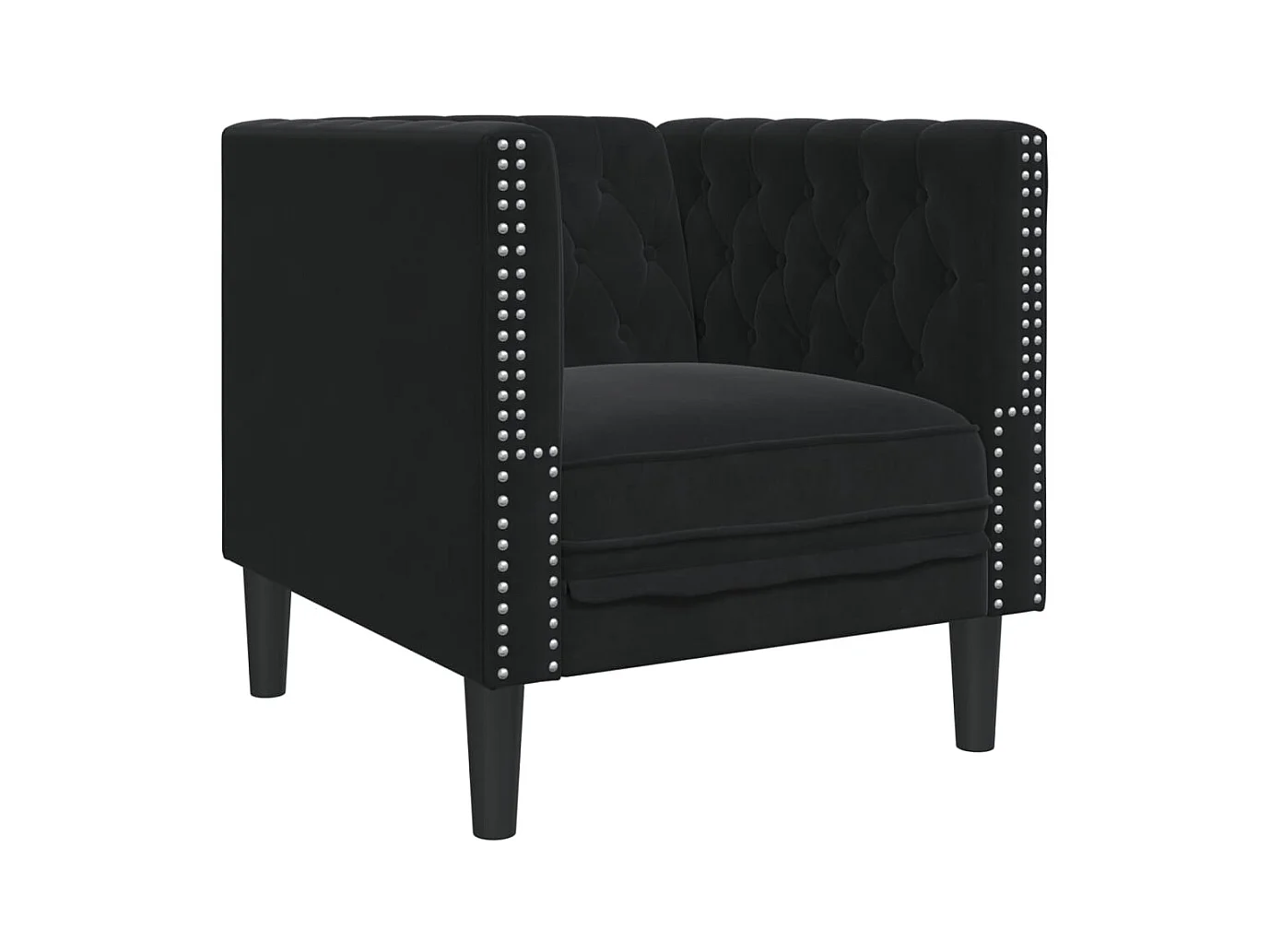 Fauteuil salon | Chaise Confortable | Fauteuil Chesterfield noir velours