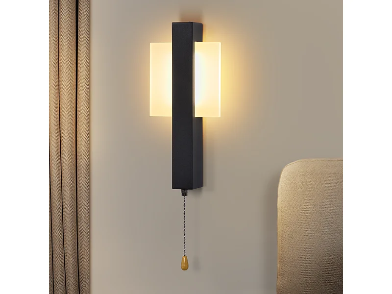 Applique murale LED Nettlife d'intérieur avec interrupteur - Lampe de couloir noire au design moderne 3000 K Blanc chaud 6W