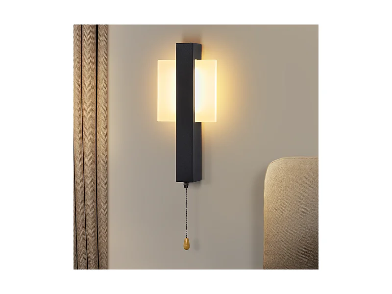 Applique murale LED Nettlife d'intérieur avec interrupteur - Lampe de couloir noire au design moderne 3000 K Blanc chaud 6W