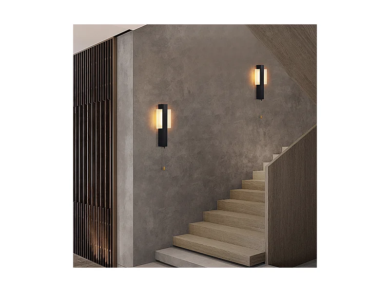 Applique murale LED Nettlife d'intérieur avec interrupteur - Lampe de couloir noire au design moderne 3000 K Blanc chaud 6W
