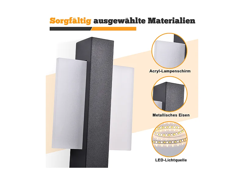 Applique murale LED Nettlife d'intérieur avec interrupteur - Lampe de couloir noire au design moderne 3000 K Blanc chaud 6W