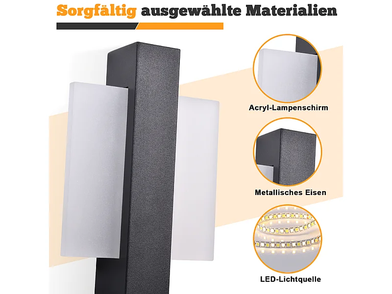 Applique murale LED Nettlife d'intérieur avec interrupteur - Lampe de couloir noire au design moderne 3000 K Blanc chaud 6W