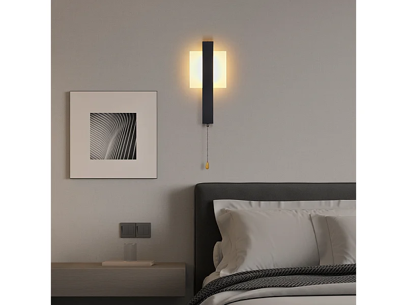 Applique murale LED Nettlife d'intérieur avec interrupteur - Lampe de couloir noire au design moderne 3000 K Blanc chaud 6W