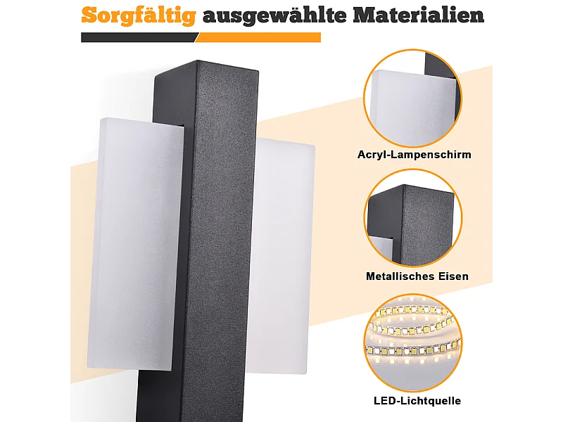 Applique murale LED Nettlife d'intérieur avec interrupteur - Lampe de couloir noire au design moderne 3000 K Blanc chaud 6W