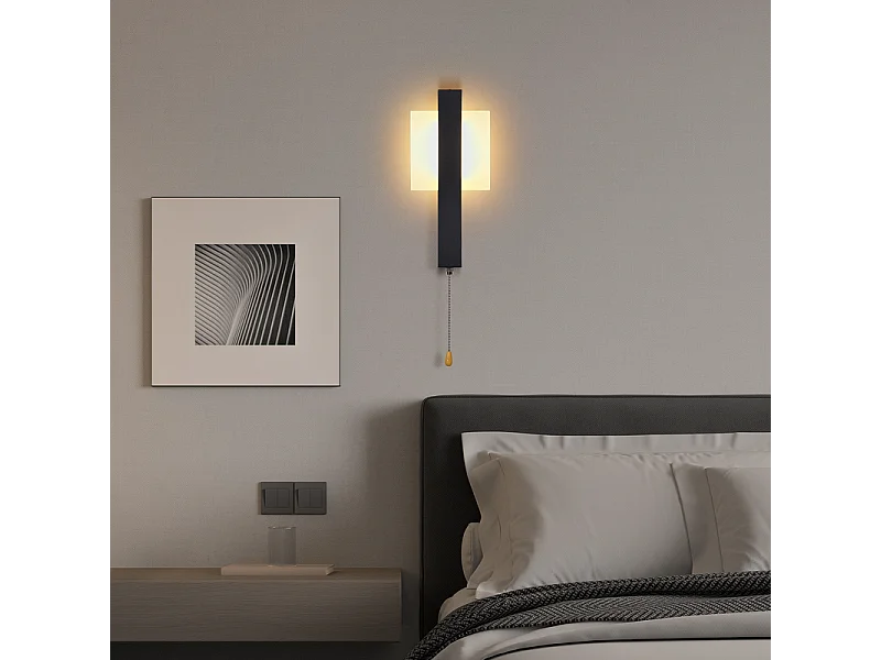 Applique murale LED Nettlife d'intérieur avec interrupteur - Lampe de couloir noire au design moderne 3000 K Blanc chaud 6W