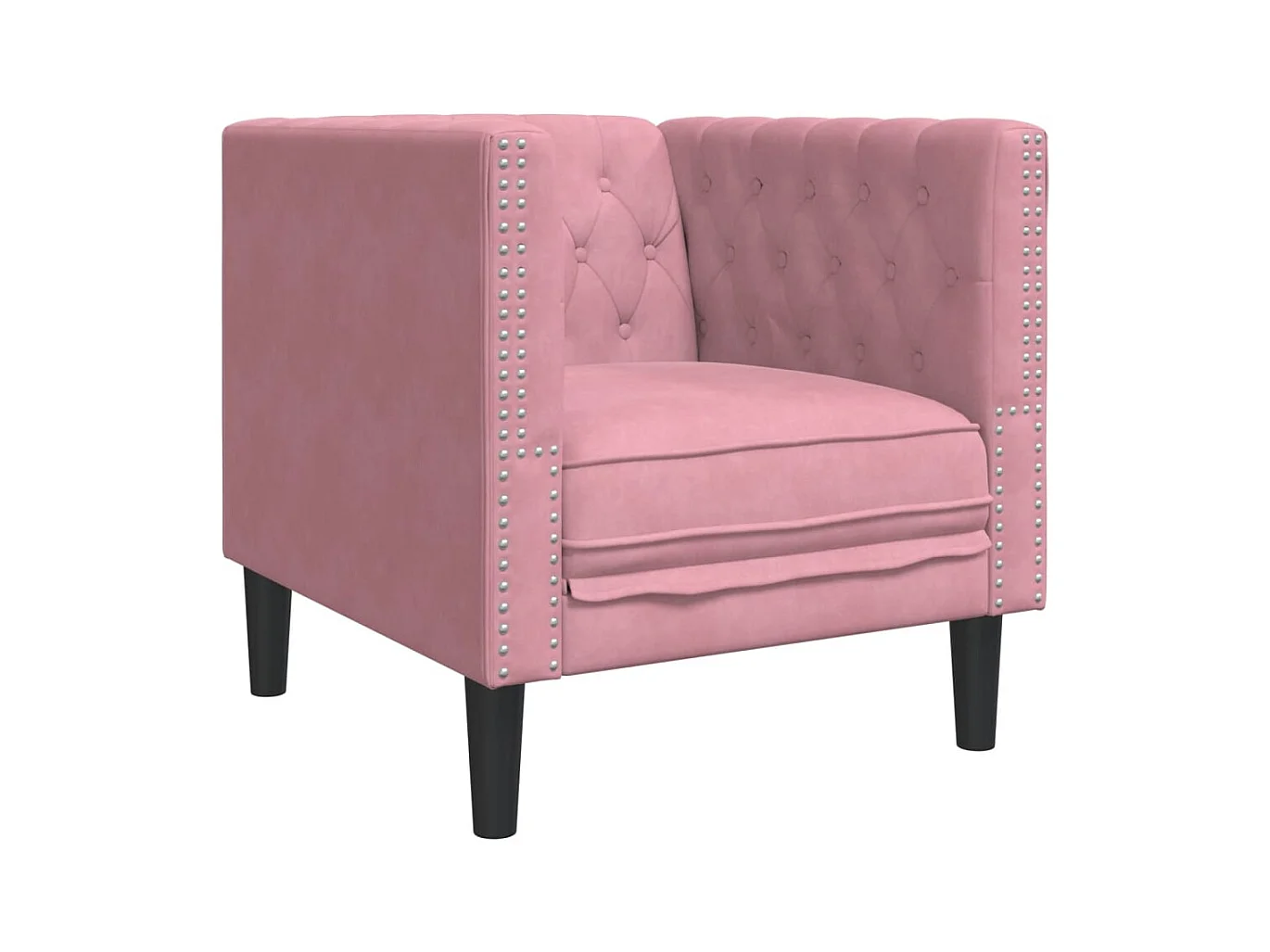 Fauteuil salon | Chaise Confortable | Fauteuil Chesterfield rose velours