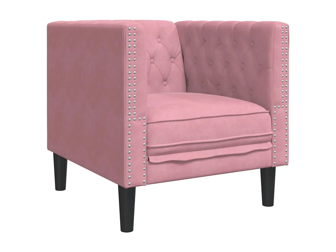 Fauteuil salon | Chaise Confortable | Fauteuil Chesterfield rose velours
