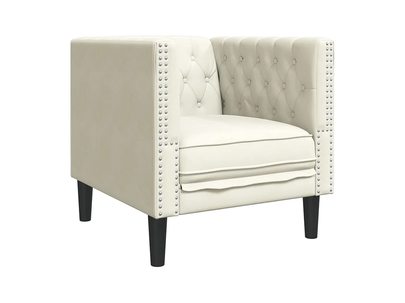 Fauteuil salon | Chaise Confortable | Fauteuil Chesterfield crème velours