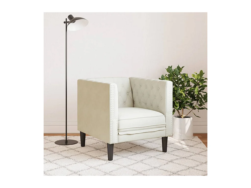 Fauteuil salon | Chaise Confortable | Fauteuil Chesterfield crème velours