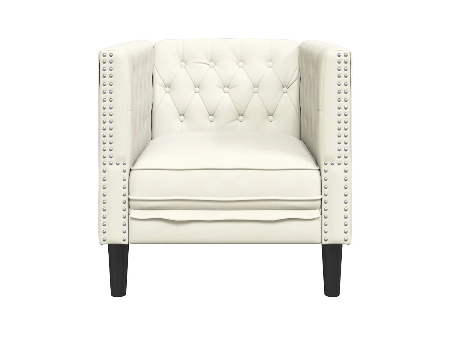 Fauteuil salon | Chaise Confortable | Fauteuil Chesterfield crème velours