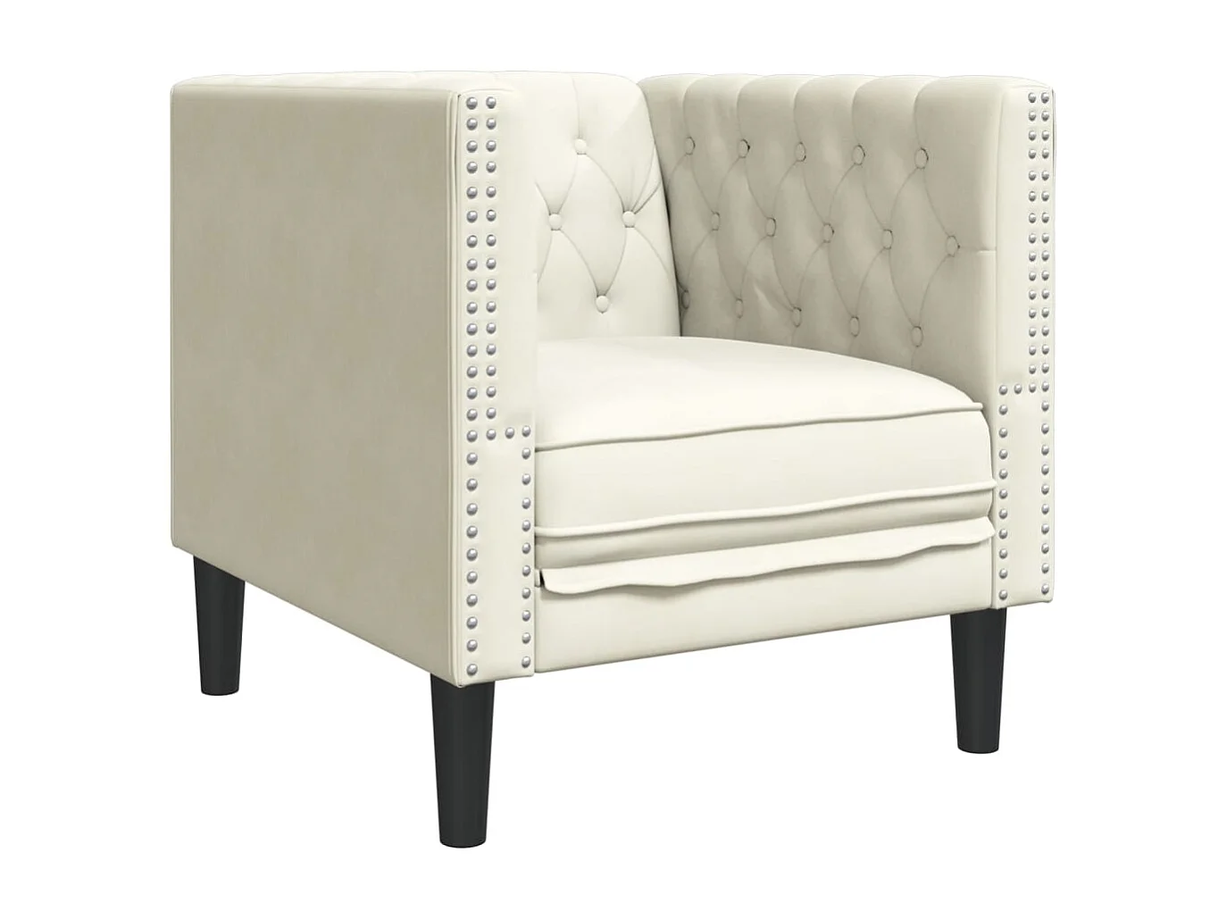 Fauteuil salon | Chaise Confortable | Fauteuil Chesterfield crème velours