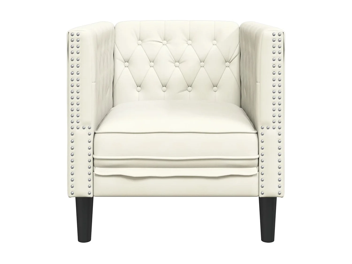 Fauteuil salon | Chaise Confortable | Fauteuil Chesterfield crème velours