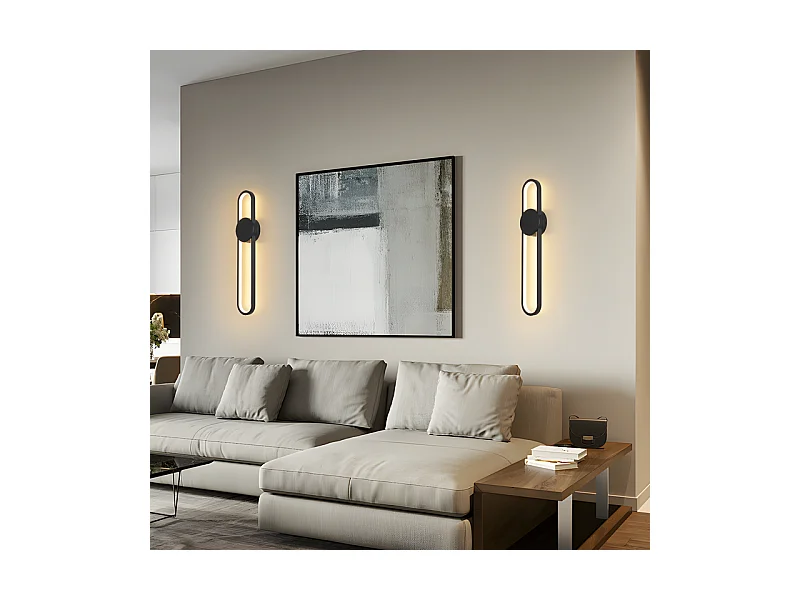 NETTLIFE Applique murale LED d'intérieur - 12W lampe d'escalier 60cm noir lampe de couloir design moderne 3000K