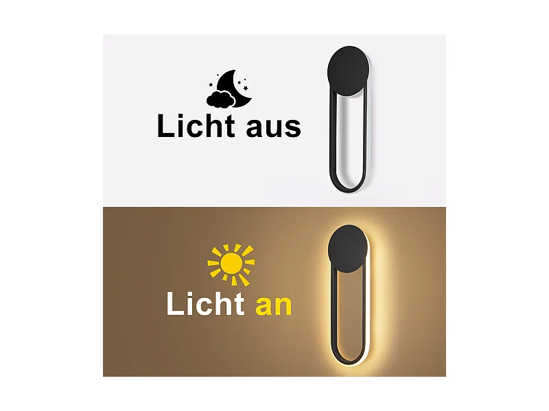 NETTLIFE Applique murale LED d'intérieur - 12W lampe d'escalier 41cm noir lampe de couloir design moderne 3000K