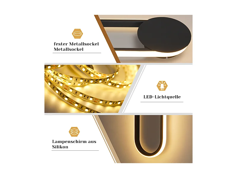 NETTLIFE Applique murale LED d'intérieur - 12W lampe d'escalier 41cm noir lampe de couloir design moderne 3000K