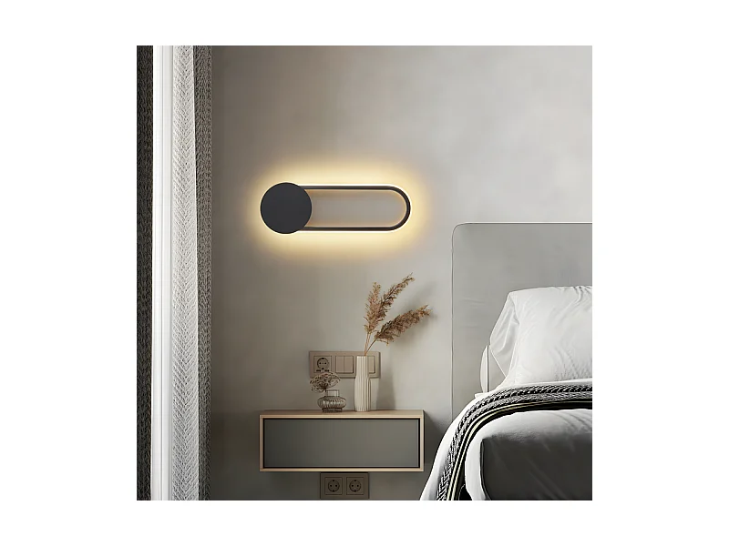 NETTLIFE Applique murale LED d'intérieur - 12W lampe d'escalier 41cm noir lampe de couloir design moderne 3000K