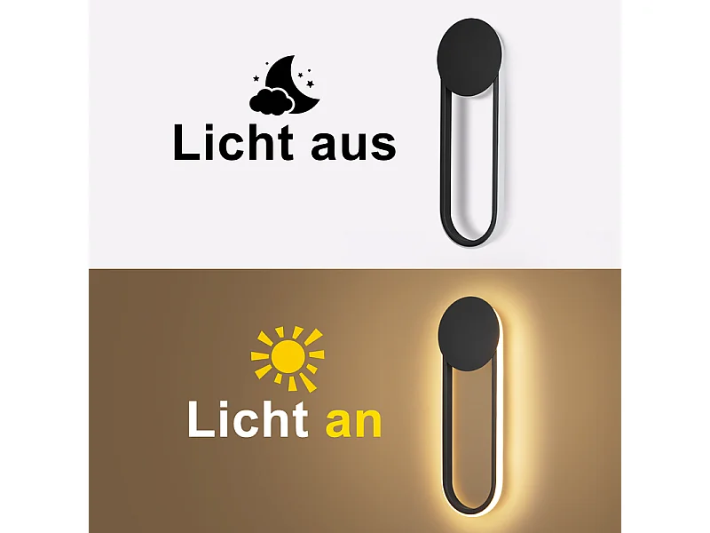 NETTLIFE Applique murale LED d'intérieur - 12W lampe d'escalier 41cm noir lampe de couloir design moderne 3000K