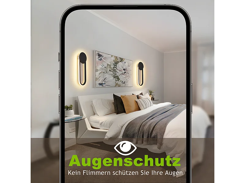 NETTLIFE Applique murale LED d'intérieur - 12W lampe d'escalier 41cm noir lampe de couloir design moderne 3000K