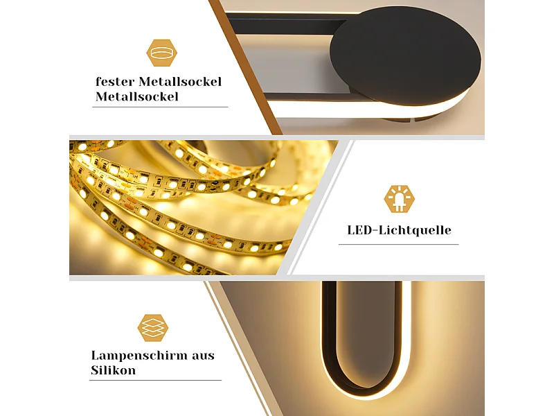 NETTLIFE Applique murale LED d'intérieur - 12W lampe d'escalier 41cm noir lampe de couloir design moderne 3000K