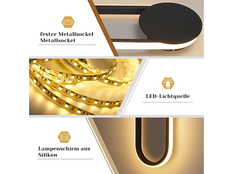 NETTLIFE Applique murale LED d'intérieur - 12W lampe d'escalier 41cm noir lampe de couloir design moderne 3000K