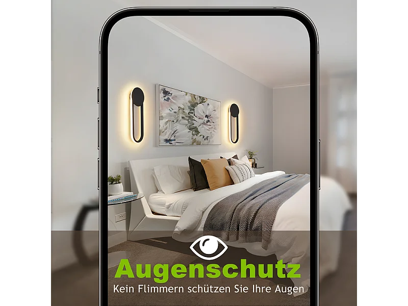 NETTLIFE Applique murale LED d'intérieur - 12W lampe d'escalier 41cm noir lampe de couloir design moderne 3000K