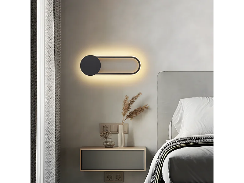 NETTLIFE Applique murale LED d'intérieur - 12W lampe d'escalier 41cm noir lampe de couloir design moderne 3000K