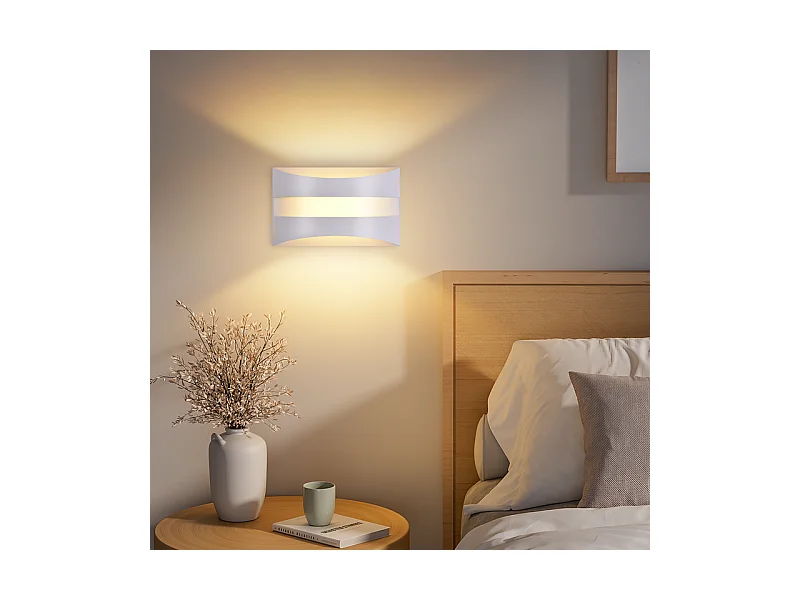 Applique murale LED d'intérieur Nettlife blanche - Design moderne 3000 K, éclairage mural blanc chaud 5 W, éclairage vers le haut et vers le bas
