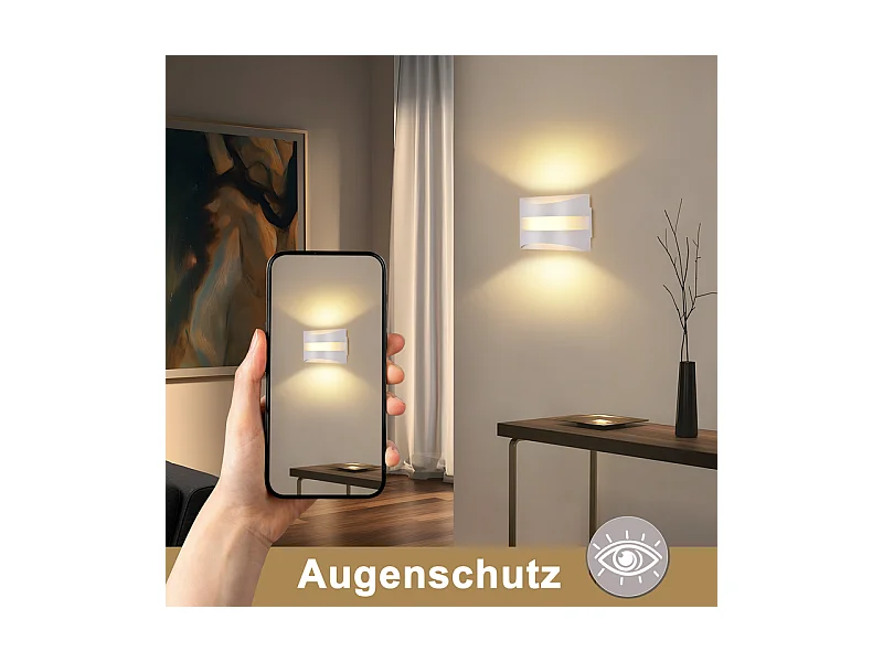 Applique murale LED d'intérieur Nettlife blanche - Design moderne 3000 K, éclairage mural blanc chaud 5 W, éclairage vers le haut et vers le bas