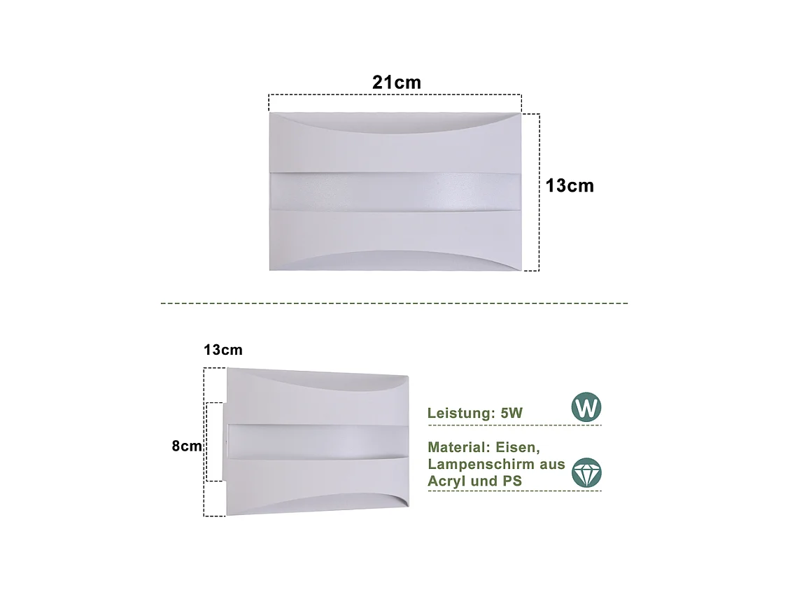 Applique murale LED d'intérieur Nettlife blanche - Design moderne 3000 K, éclairage mural blanc chaud 5 W, éclairage vers le haut et vers le bas