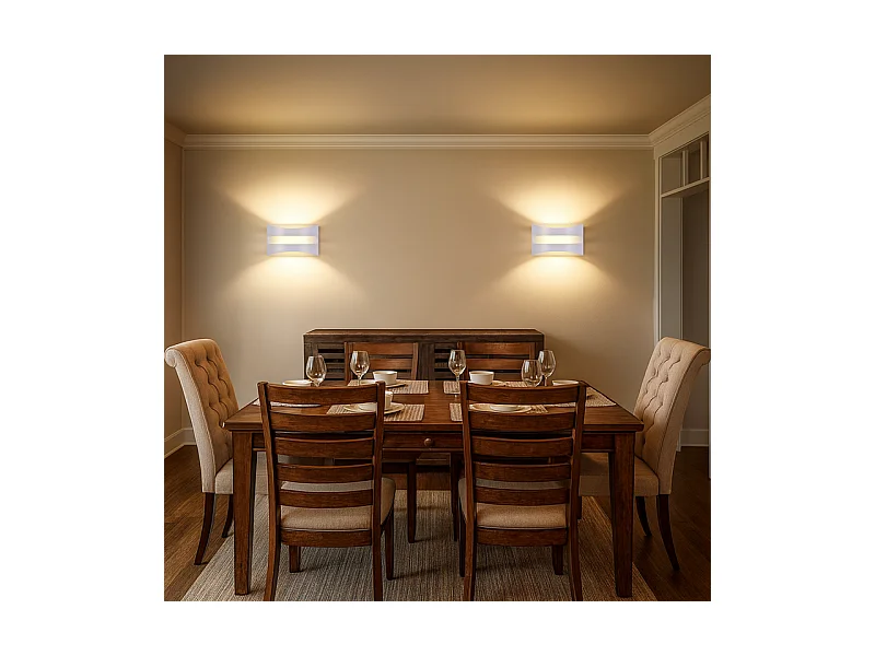 Applique murale LED d'intérieur Nettlife blanche - Design moderne 3000 K, éclairage mural blanc chaud 5 W, éclairage vers le haut et vers le bas