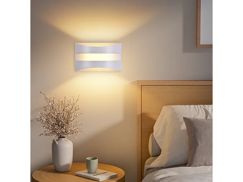 Nettlife Witte LED-wandlamp voor binnen - Modern design 3000K, 5W warmwitte wandverlichting, op- en neerwaartse verlichting