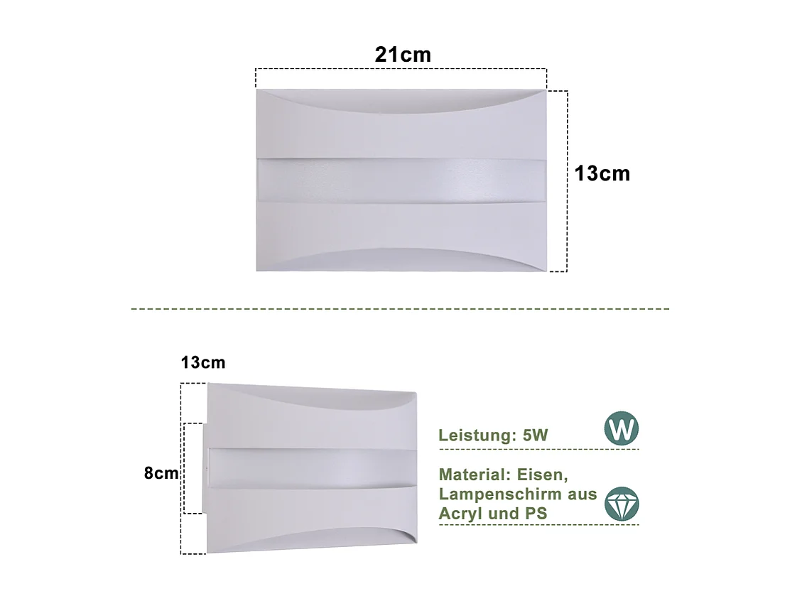 Nettlife Witte LED-wandlamp voor binnen - Modern design 3000K, 5W warmwitte wandverlichting, op- en neerwaartse verlichting