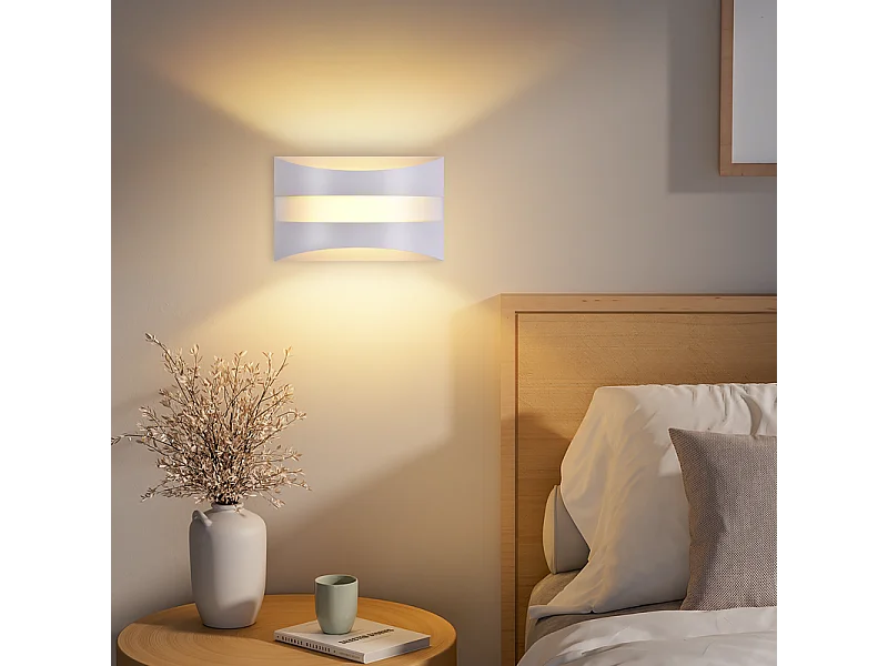 Nettlife Weiße LED-Wandleuchte für den Innenbereich – Modernes Design, 3000 K, 5 W, warmweiße Wandbeleuchtung, Auf- und Abwärtsbeleuchtung