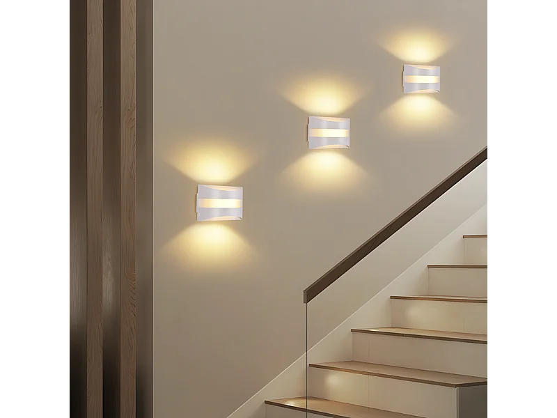 Applique murale LED d'intérieur Nettlife blanche - Design moderne 3000 K, éclairage mural blanc chaud 5 W, éclairage vers le haut et vers le bas