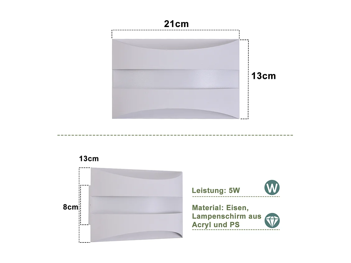 Applique murale LED d'intérieur Nettlife blanche - Design moderne 3000 K, éclairage mural blanc chaud 5 W, éclairage vers le haut et vers le bas