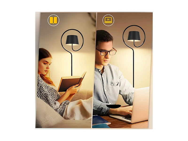 NETTLIFE Lampadaire LED salon dimmable 120cm : lampadaire solaire extérieur avec batterie rechargeable USB-C lampadaire sans fil hauteur réglable