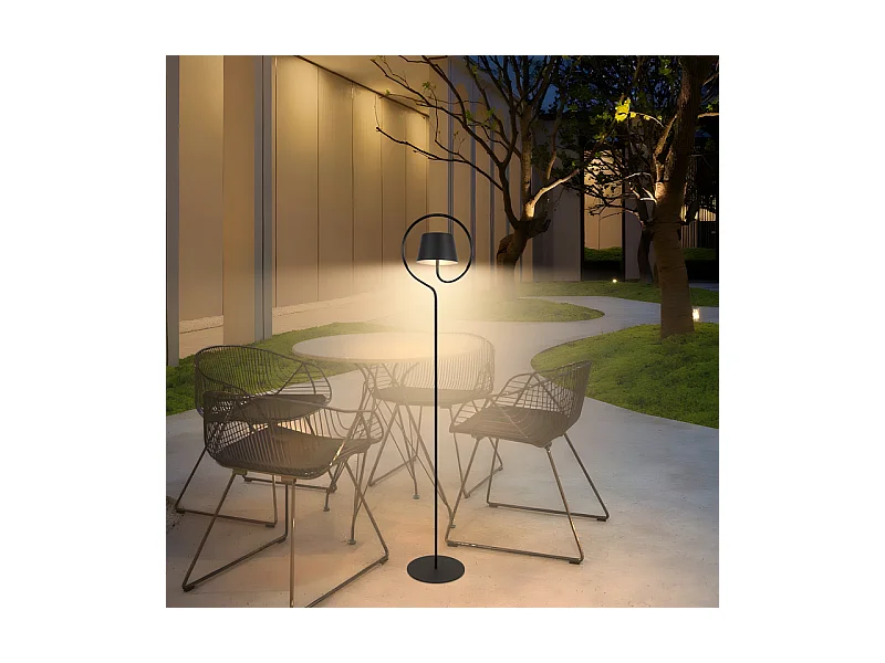 NETTLIFE Lampadaire LED salon dimmable 120cm : lampadaire solaire extérieur avec batterie rechargeable USB-C lampadaire sans fil hauteur réglable